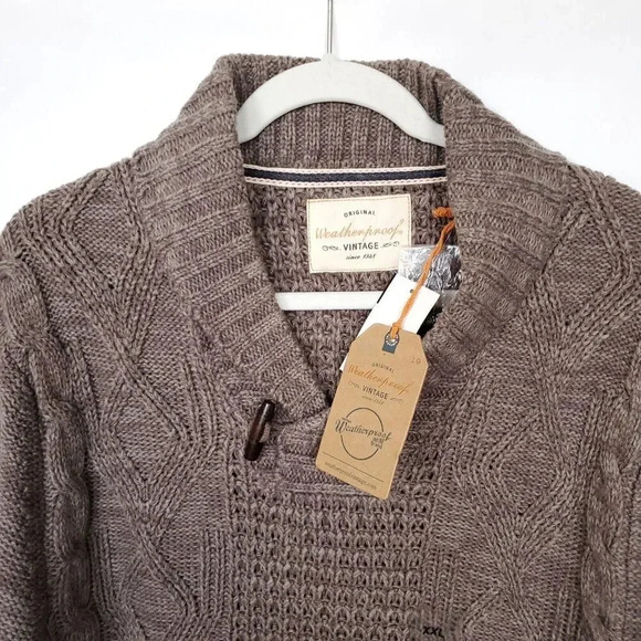 Weatherproof Vintage Men Sweater Size XXL Brown Toggle Shawl Collar Pullover NWT - Picture 6 of 12